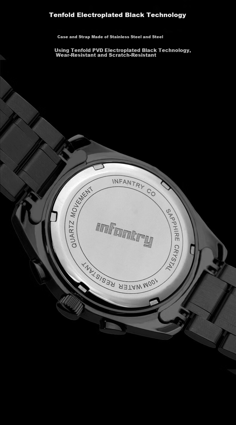 INFANTRY Eagle Black Knight Men's Fashion Waterproof Steel Band Business Quartz Watch Birthday Gift for Boyfriend 6