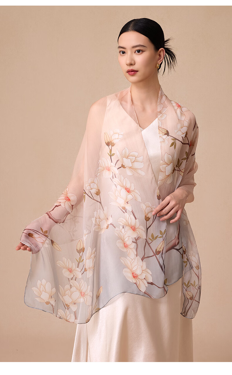 Hengyuanxiang 100% Mulberry Silk Scarf Women's Silk Summer Lightweight Office Shawl Wrap Mom Birthday Gift 7