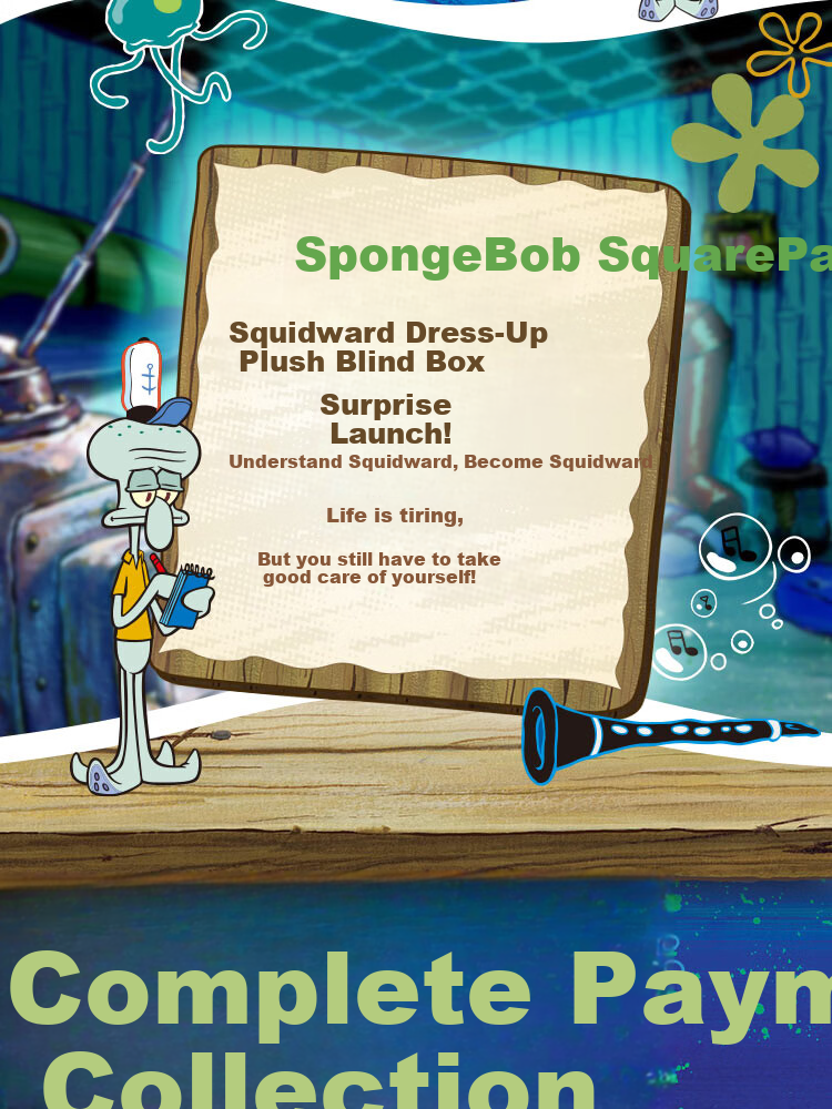 X11 SPACE Bikini Bottom Squidward's Day Series Plush Blind Box Gift Toy Plush Figure Single Box 2