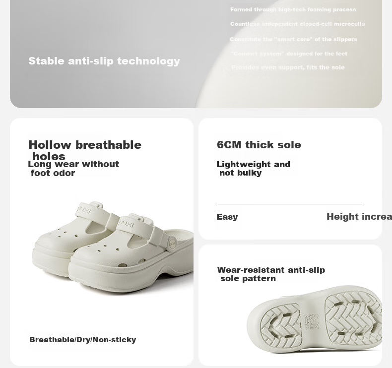 Puxi Soft Sole Hollow Light-Reflective EVA Summer 2026 Women's Sandals Outdoor Beach Closed-Toe Slippers 6