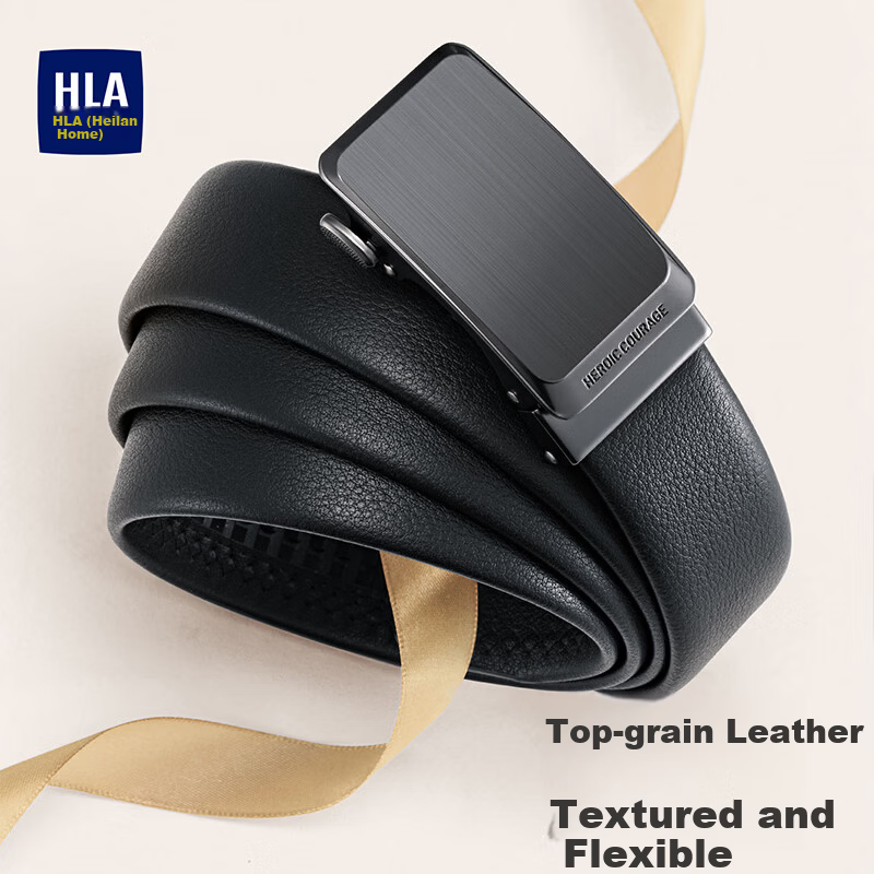 HLA Heilan Home Men's New Genuine Leather Automatic Buckle Belt Business Commuter Gift for Boyfriend HXAYDM0AEXM126