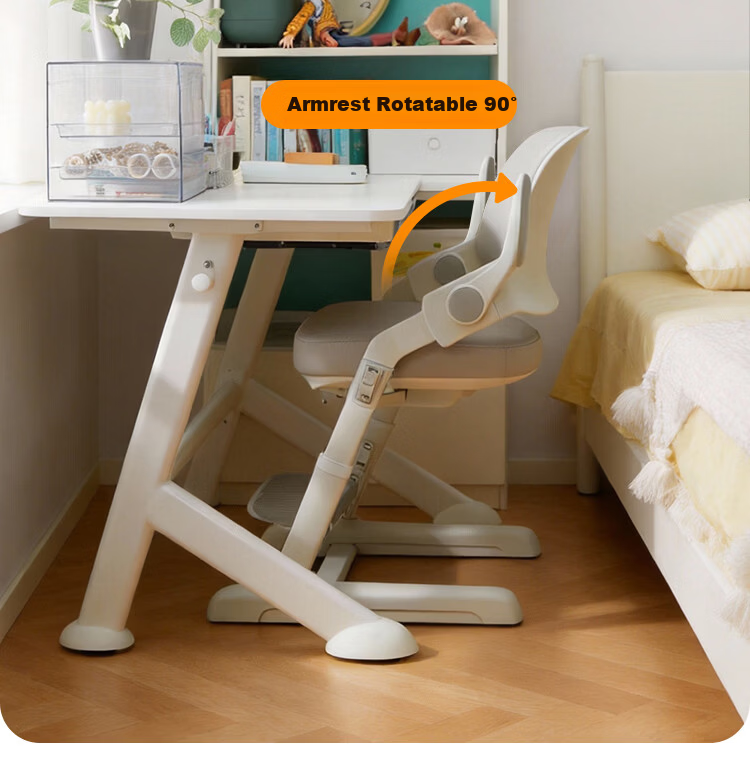 89jian F2 Children's Study Chair Writing Desk Chair Adjustable Seat Stool for Primary School Home Study Room with Back Support 145FB Gray 25