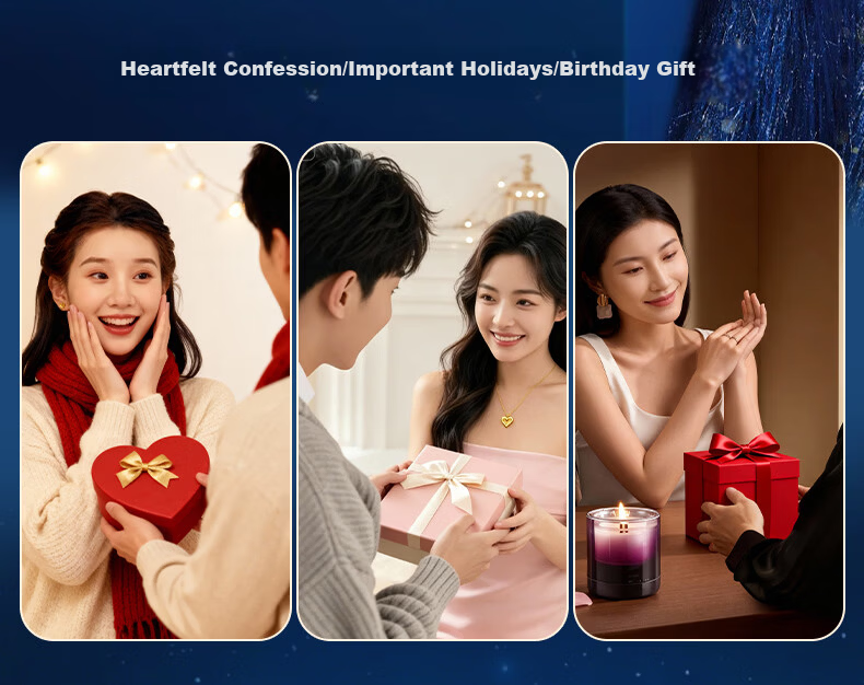 Lao Feng Xiang Light Luxury Pure Love Weekday Earrings Gift Box Set for Girlfriend Valentine's Day Gift 7