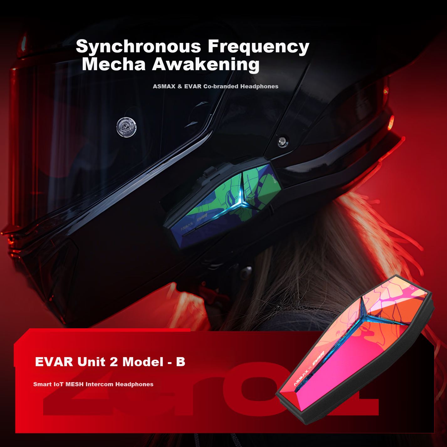 ASMAX & EVA Helmet Bluetooth Headset High-End Motorcycle Riding Professional Noise-Cancelling Evangelion Unit-02 Edition