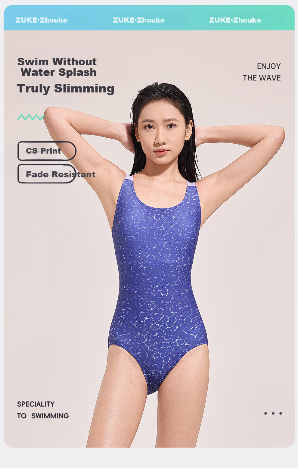ZOKE Women's One-Piece Triangle Racing Swimsuit Slim Fit No Water Pocket 126301138 Dark Purple Leopard Print M 1
