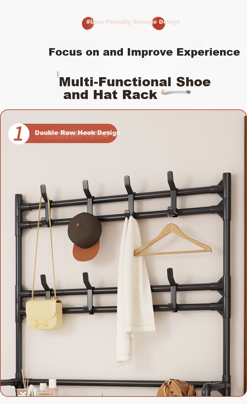 Yimo Multi-Layer Shoe Rack Home Entryway Simple Shoe and Hat Cabinet Dormitory Storage Shelf 5-Tier 80cm Side Cloth 10