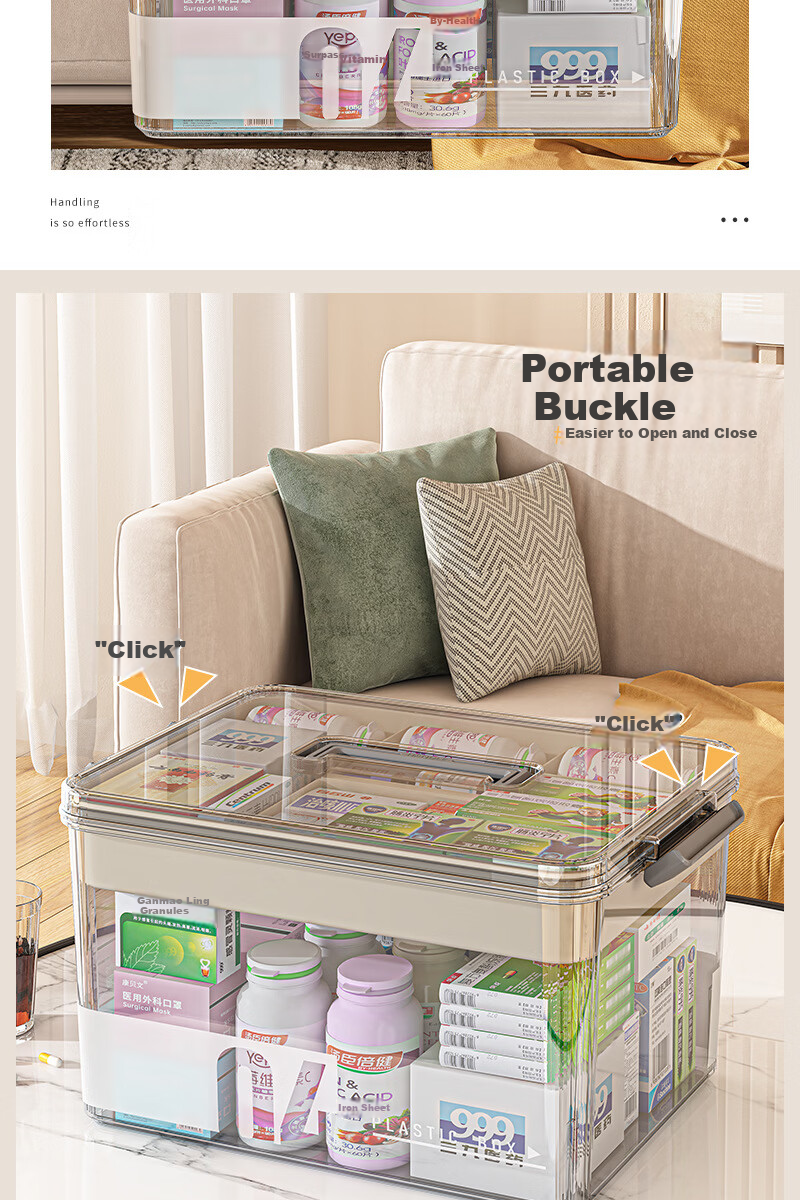 Dengbi Family Medicine Storage Box Multi-layer Transparent Large Capacity Portable Medical First Aid Kit 6