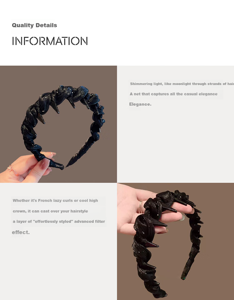 CHIMERA Non-Slip Tooth Comb Hairband for Women, Voluminous High Crown Daily Hair Tie, Lightweight Luxury Hair Accessory, Birthday Gift for Women 2