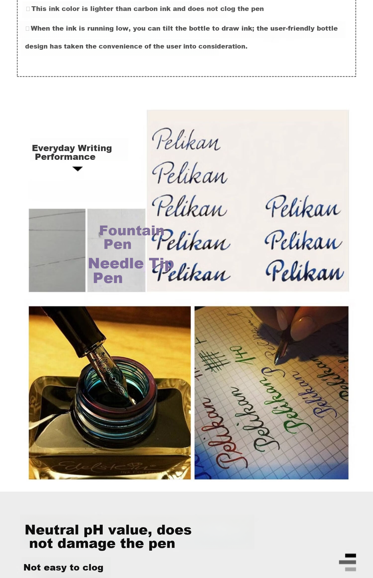 Pelikan Edelstein Ink 50ml Large Bottle Natural Mineral Non-Carbon Fountain Pen Ink Agate Black 8