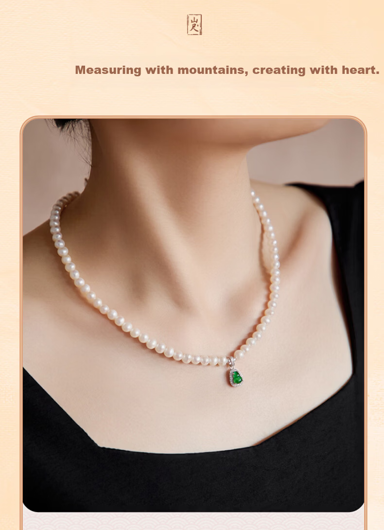 Chow Tai Fook Fulu Jade Pendant Pearl Necklace for Women Luxury Clavicle Chain Birthday Gift for Girlfriend 3