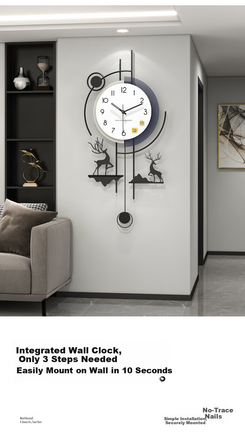 Jiujuda 2026 New Living Room Wall Clock High-End Creative Light Luxury Style Home Decorative Large Wall Clock 9