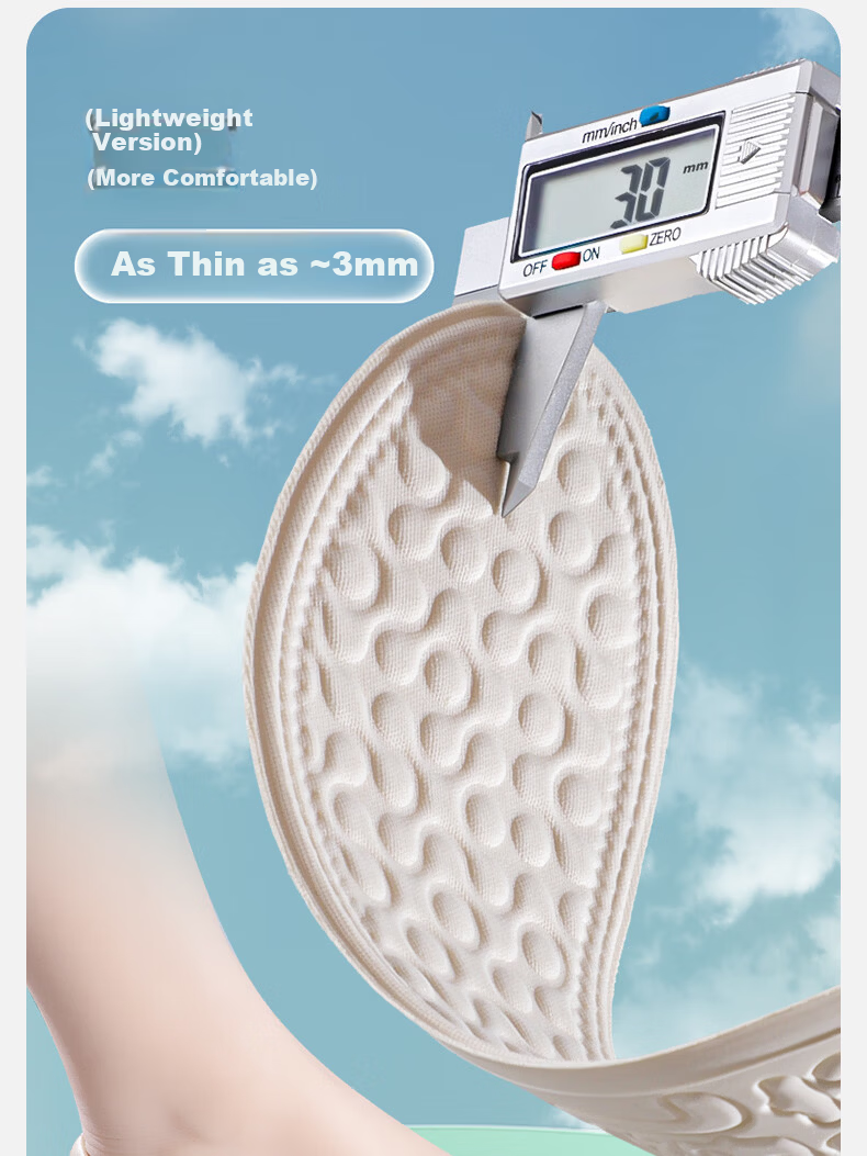 MINISO 2 Pairs Antibacterial Deodorant Shock Absorption Sports Insoles Arch Support Men's Soft Elastic Breathable Long-Standing Comfortable Size 45-46 9
