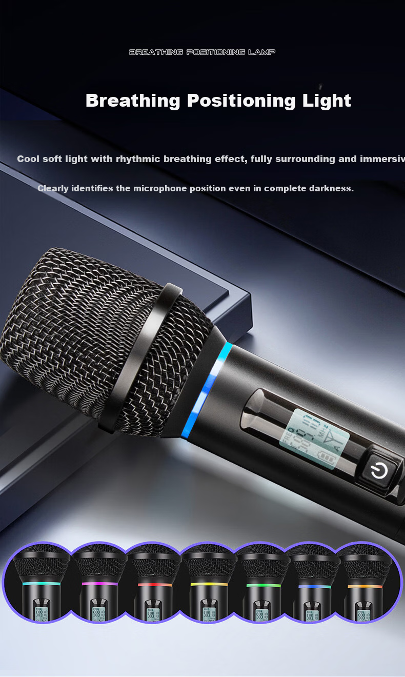Depusheng K15 Wireless Microphone One-to-Four Portable Karaoke Microphone for Square Singing KTV Home Stage Hosting Conference Speech Live Outdoor Event Computer Karaoke Rechargeable Anti-Howling Pick 8