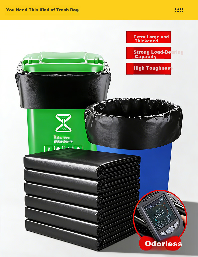 Haosikepu Flat Large Garbage Bags 3 Mil Industrial Trash Bags 120x140cm 50pcs Extra Large Black Trash Bags for Mall Restaurant Hotel Sanitation Property HSK-L018 4