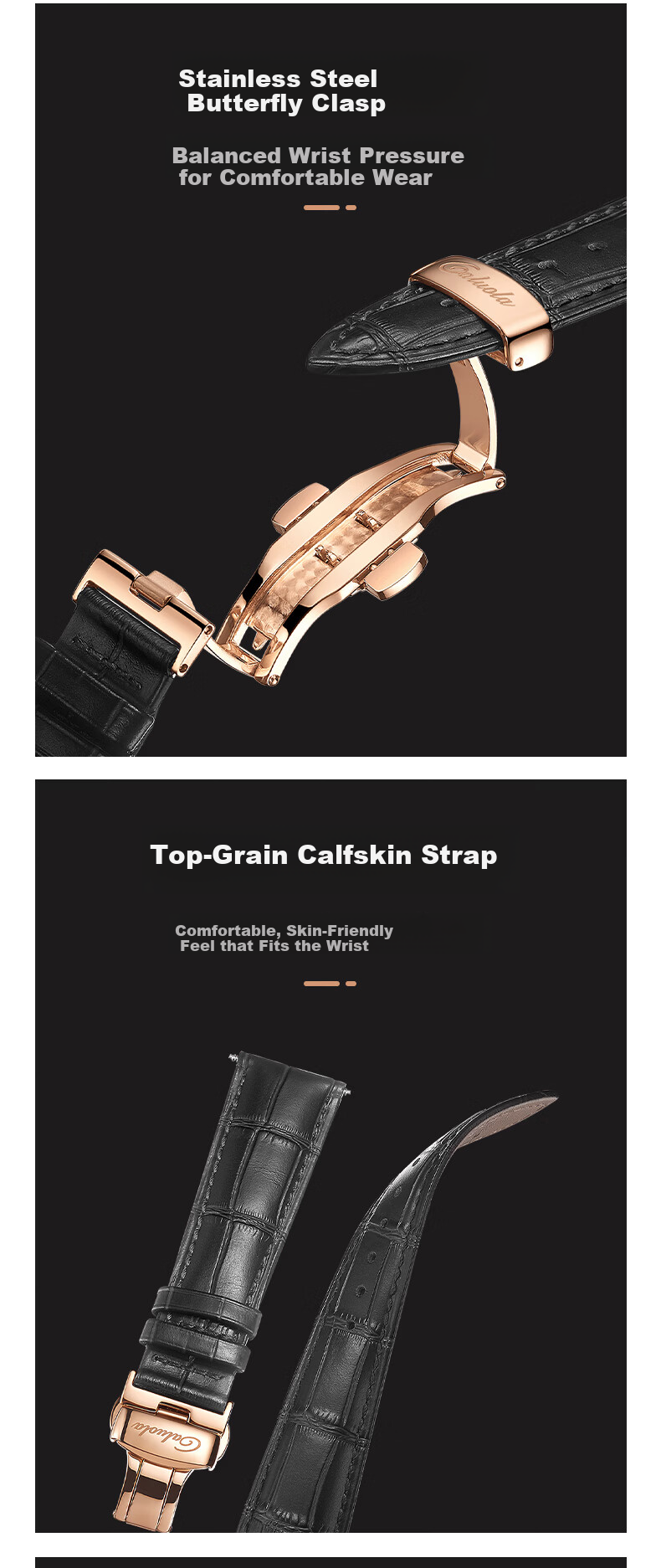CALUOLA Men's Automatic Mechanical Watch Multifunction Leather Strap Fashion Business Wristwatch Birthday Gift 9