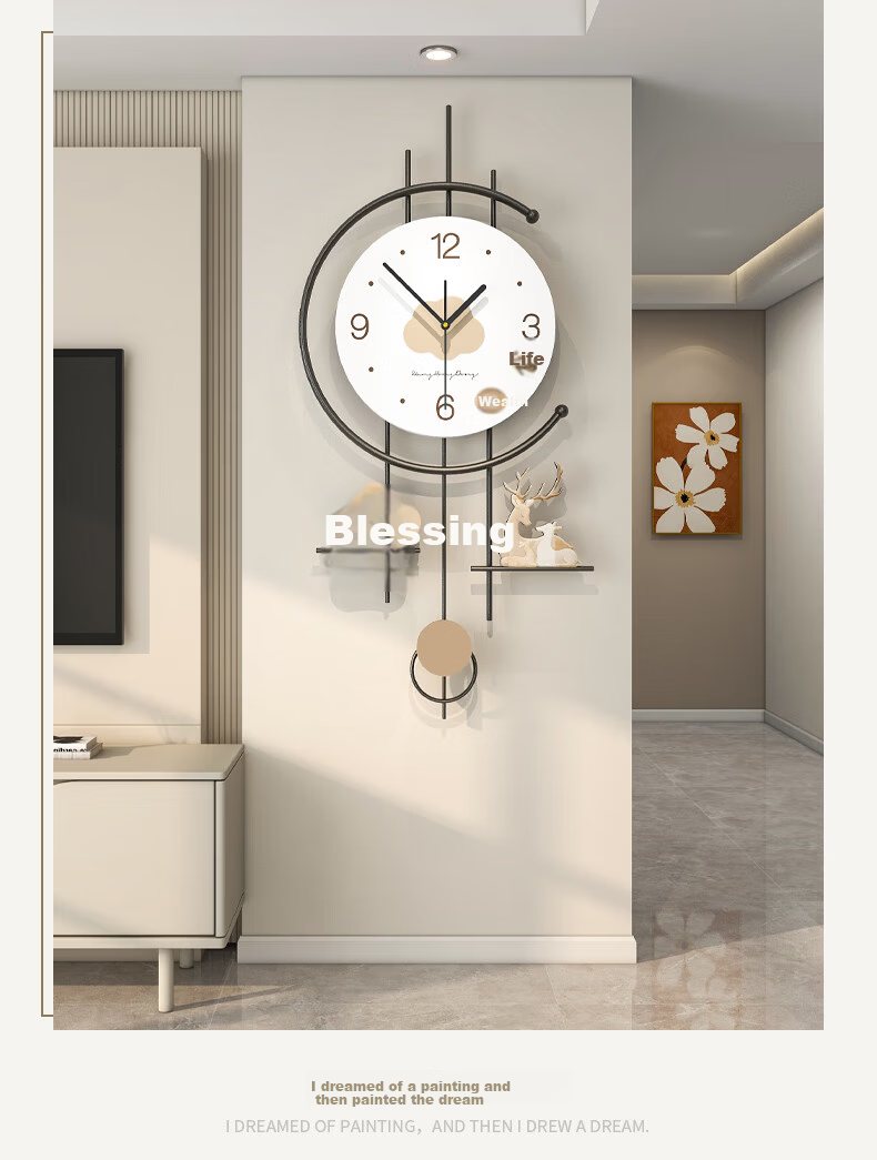 Jiujuda Modern Minimalist Elegant Dining Table Wall Clock Creative Restaurant Decorative Clock 2026 New Living Room Wall Hanging Clock 7