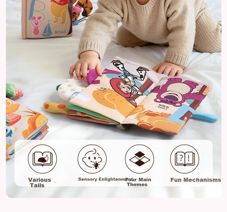 Disney Baby Soft Cloth Teething and Tearing Quiet Book Backpack Gift Box Early Education Cognitive First Birthday Children's Day Gift 2