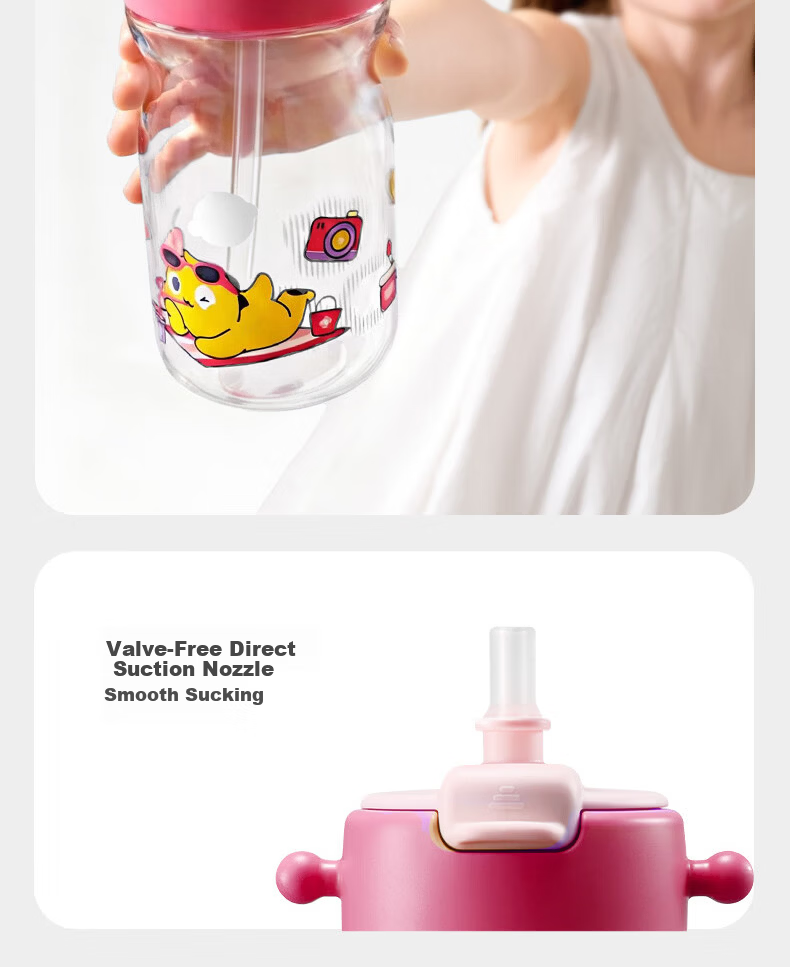 Babycare Children's Water Cup Summer Straw Cup Dual Drinking Outdoor Sports Direct Drinking Cup School Water Bottle Fun Doll 500ml - Red 14