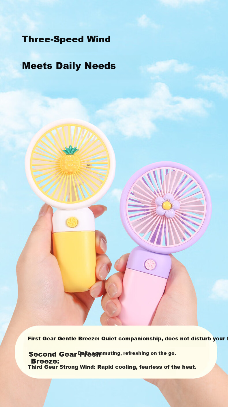 Gelite Handheld Mini USB Desk Fan Quiet Small Electric Fan Portable Rechargeable Yellow-Green for Dormitory Office Kids 4