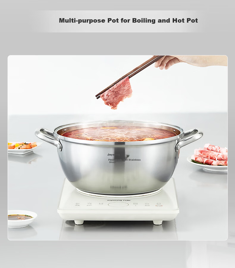 Joyoung 304 Stainless Steel Steamer Pot, Double Layer, 30cm, Suitable for 3-4 People, Compatible with Induction Cookers, Ideal for Steaming Fish and Buns 10