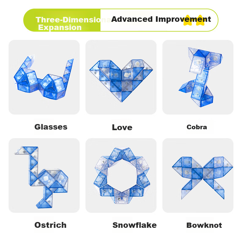 Melody Childhood 36-Segment Magic Snake Puzzle Educational Toy for Kids Kindergarten Elementary School Ages 3-9 Birthday Gift 12