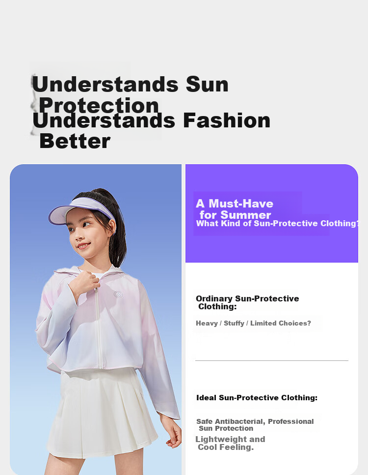 BOSIDENG Kids UPF100 Original Yarn Cooling Cape Breathable Stain-Resistant Jacket for Boys and Girls Children's Day Gift 3