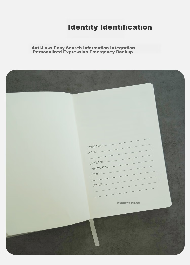 HERO New A5 Business Notebook Thickened Hard Cover Leather High-End Gift Meeting Office Stationery Lined Tearable Diary Journal Clip 4