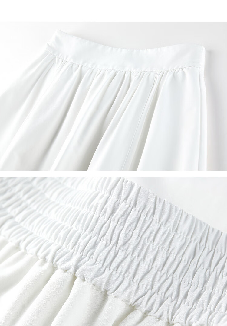 Shangdu Bila Pear-Shaped Slimming Casual Pleated A-Line Mid-Length Skirt for Women Spring Summer 17