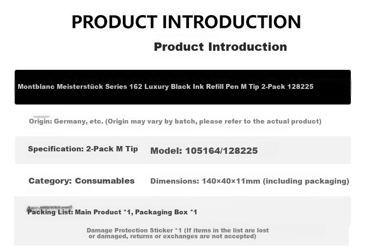 MONTBLANC Meisterstück 162 Signature Pen Black Ink Refill M Tip 2-Pack 128225 [Gift] 3