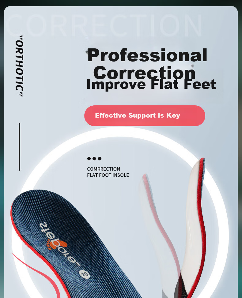 JVBV Flat Foot Arch Support Insoles for Men Adults Teens Kids Correct Overpronation Flat Feet Size 43 1