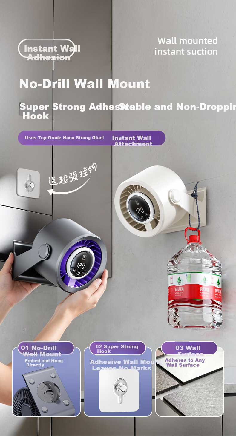 DIAMOND 26 New Model Wireless Wall and Table Fan USB Multi-Purpose Small Fan for Kitchen Office Dormitory Outdoor Long Battery Life XR 6