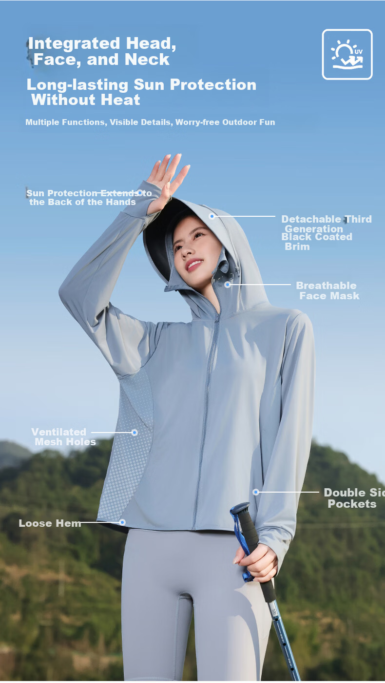Combo Women's Ice Silk Sun Protection Jacket Summer UV Shield Breathable Lightweight Cycling Sunblock Skin Jacket 3