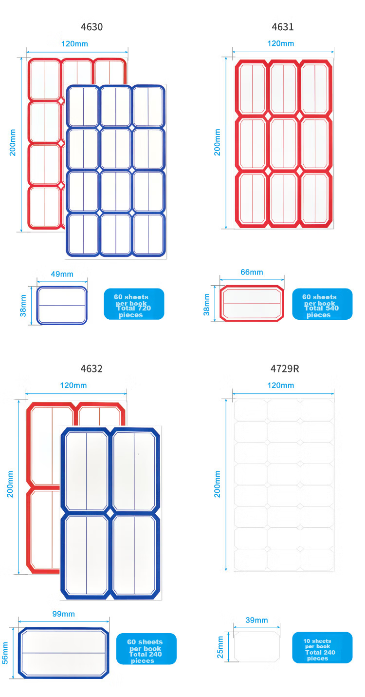 DSB (Disbi) 540pcs 66*38mm Label Paper Stickers Adhesive Notes Easy Tear Sticky Notes Office Memo Marking Stickers 4724R Red 17