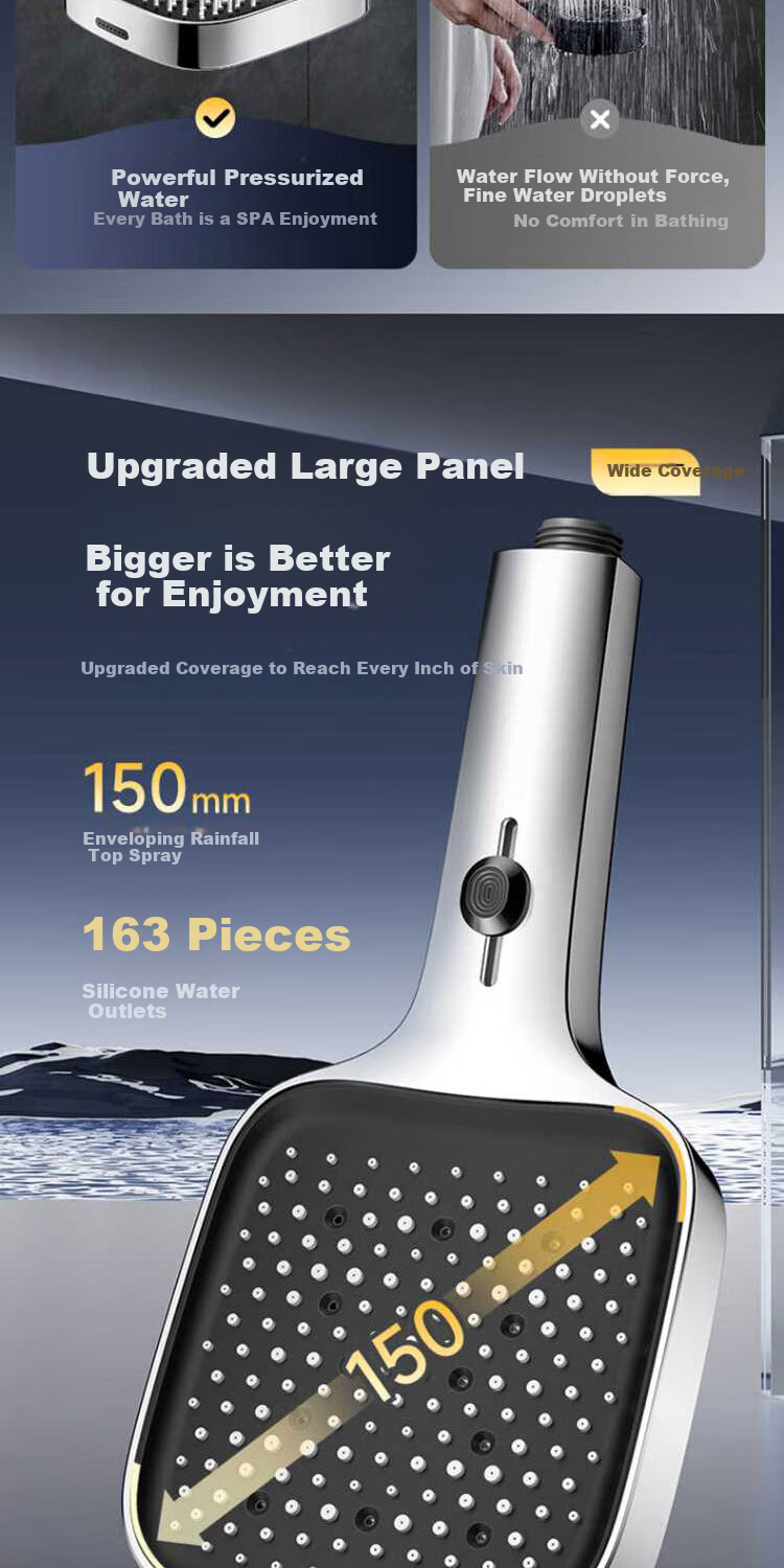 Del 28-Year Brand Pressure-Boosting Multifunctional Large Shower Panel Handheld Shower Head Hose Set for Home 5