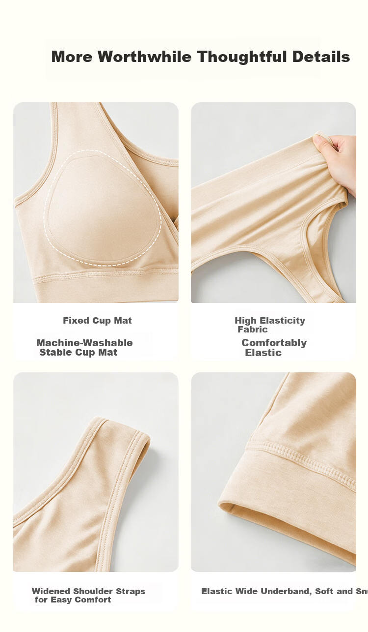 Aibao Comfortable Nursing Bra Maternity Breastfeeding Postpartum Sleep Bra Wireless Vest XL Size M500 15
