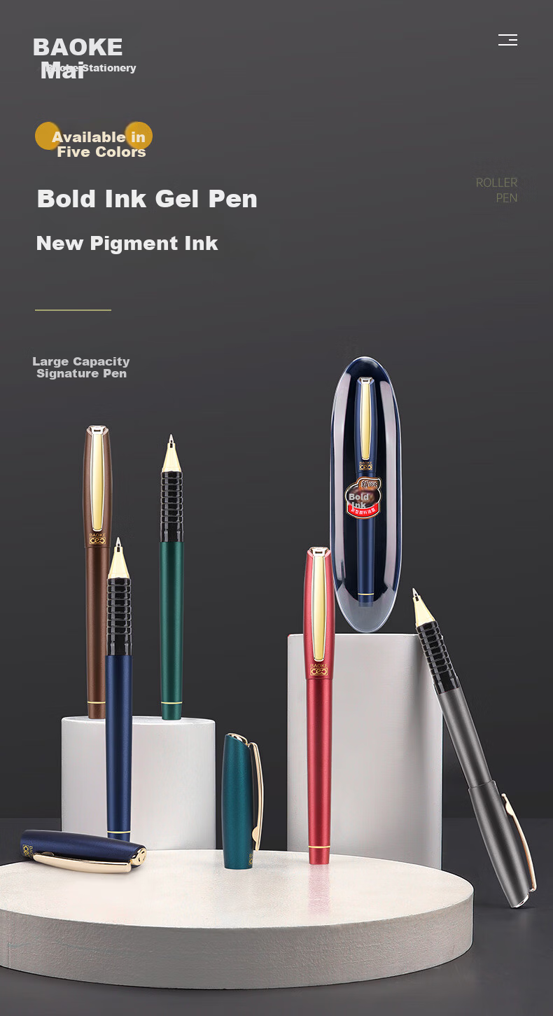 BAOKE PC5038 0.5mm Gel Pen Large Capacity Signature Pen Bullet Tip Water Pen Moss Green Black Ink Single Pack 1