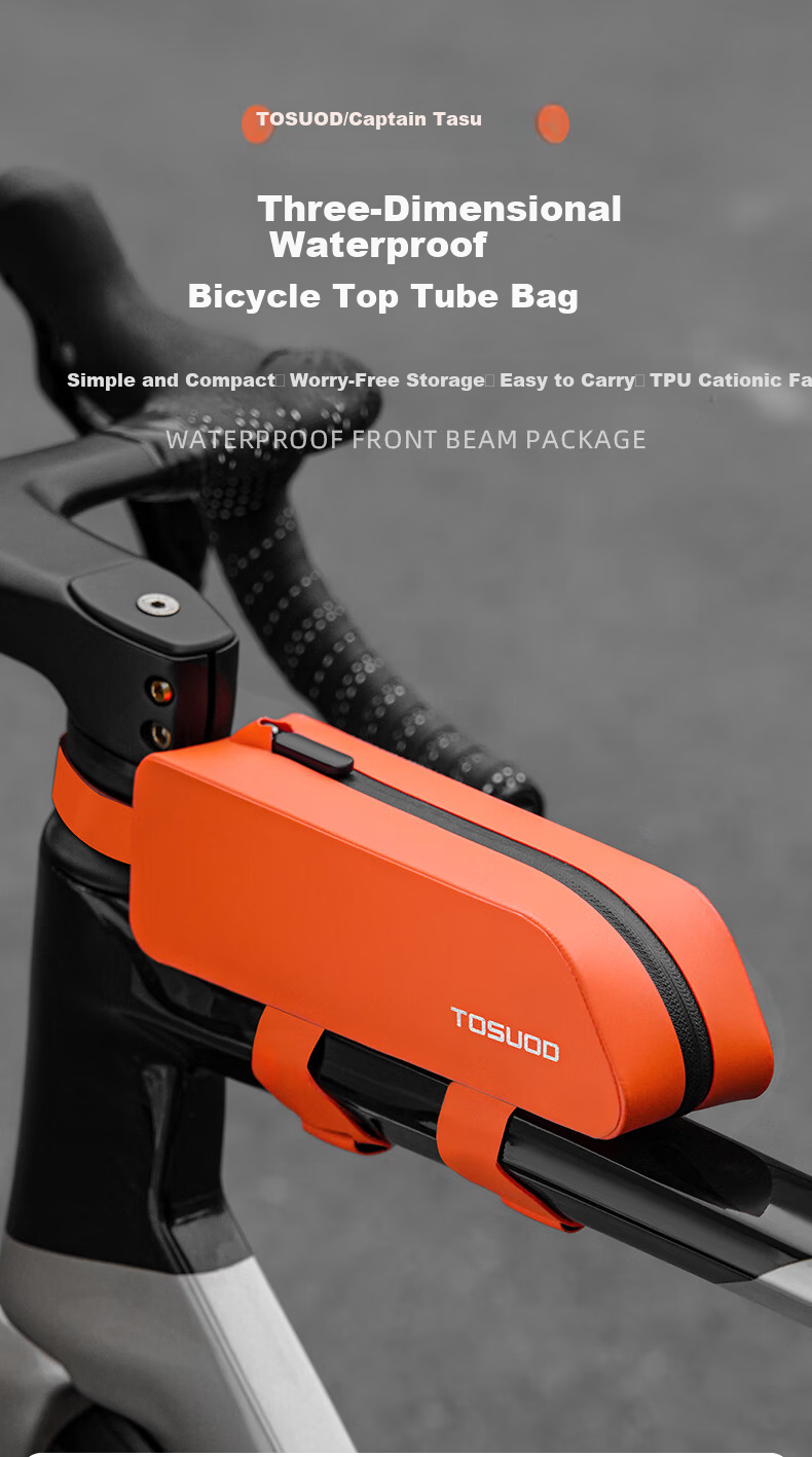 Captain Tas Waterproof Bicycle Frame Bag Front Tube Bag Cycling Accessories Black 1