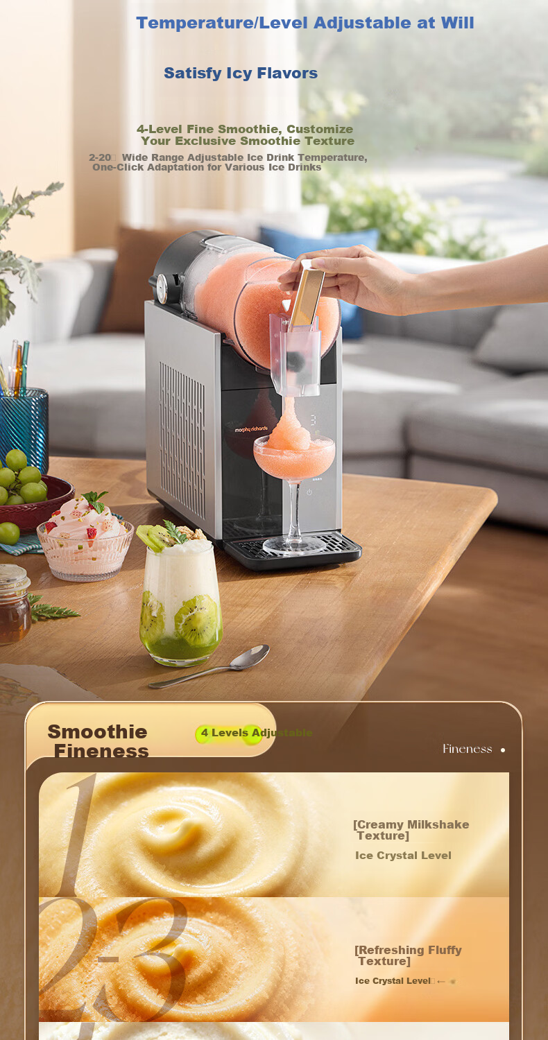 Morphyrichards Ice Crusher Machine Home Small Large Diameter Fully Automatic Fast Ice Shaving Commercial Snow Melting Machine Cold Drink Milkshake Cocktail Blender MR8002 10