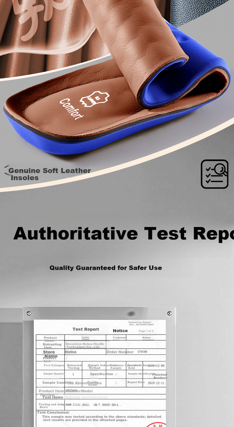 JVBV Men's Leather Insoles Cowhide Sweat-Absorbing Breathable Odor-Resistant Soft Elastic Summer Shoes Size 39-40 2
