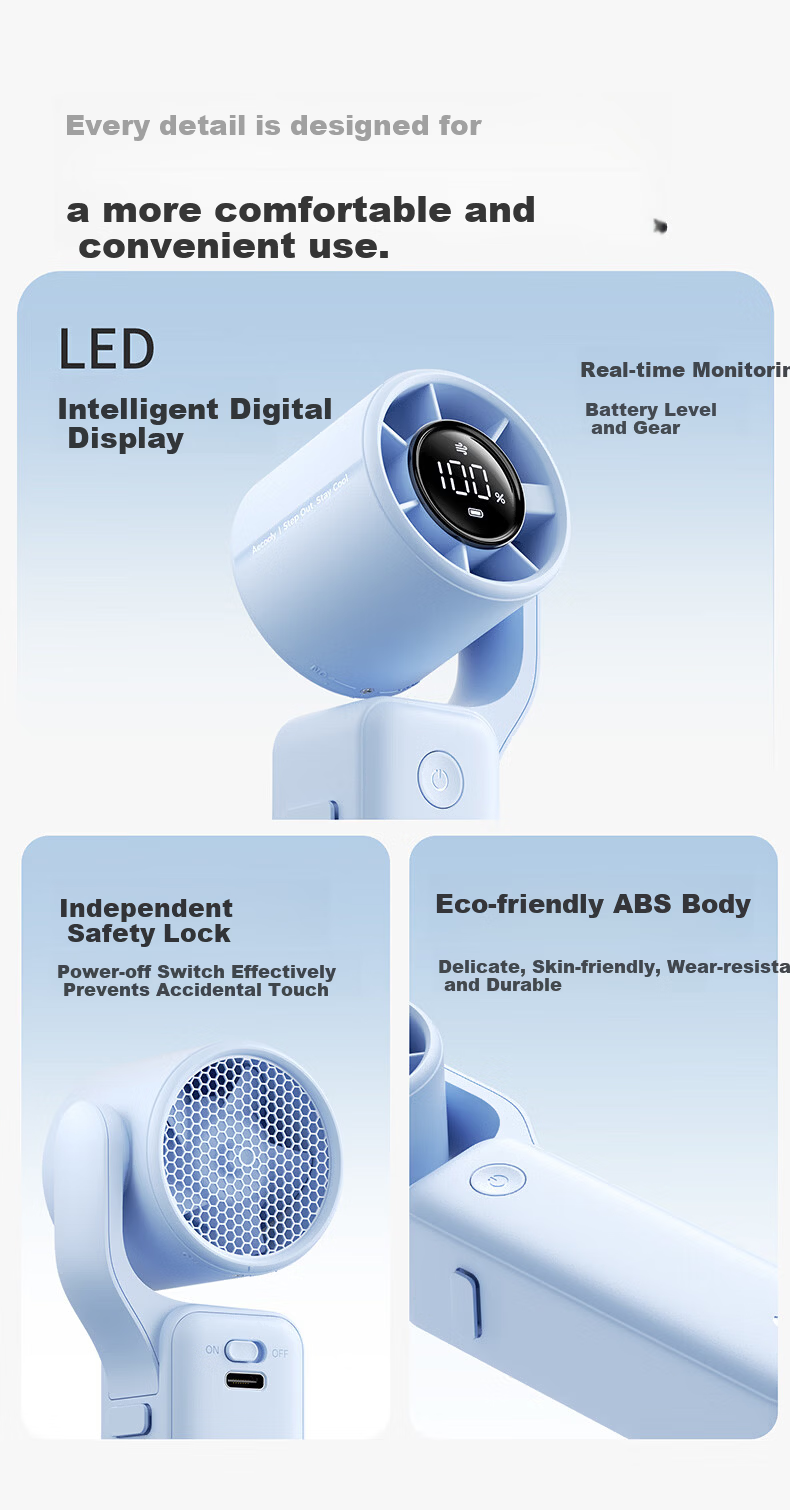 Aecooly 【Capybara Lulu】 Collaborative Handheld Neck Hanging Mini Fan High-Speed Energy-Saving Powerful USB Rechargeable Outdoor Commuting Portable Neck Fan 11
