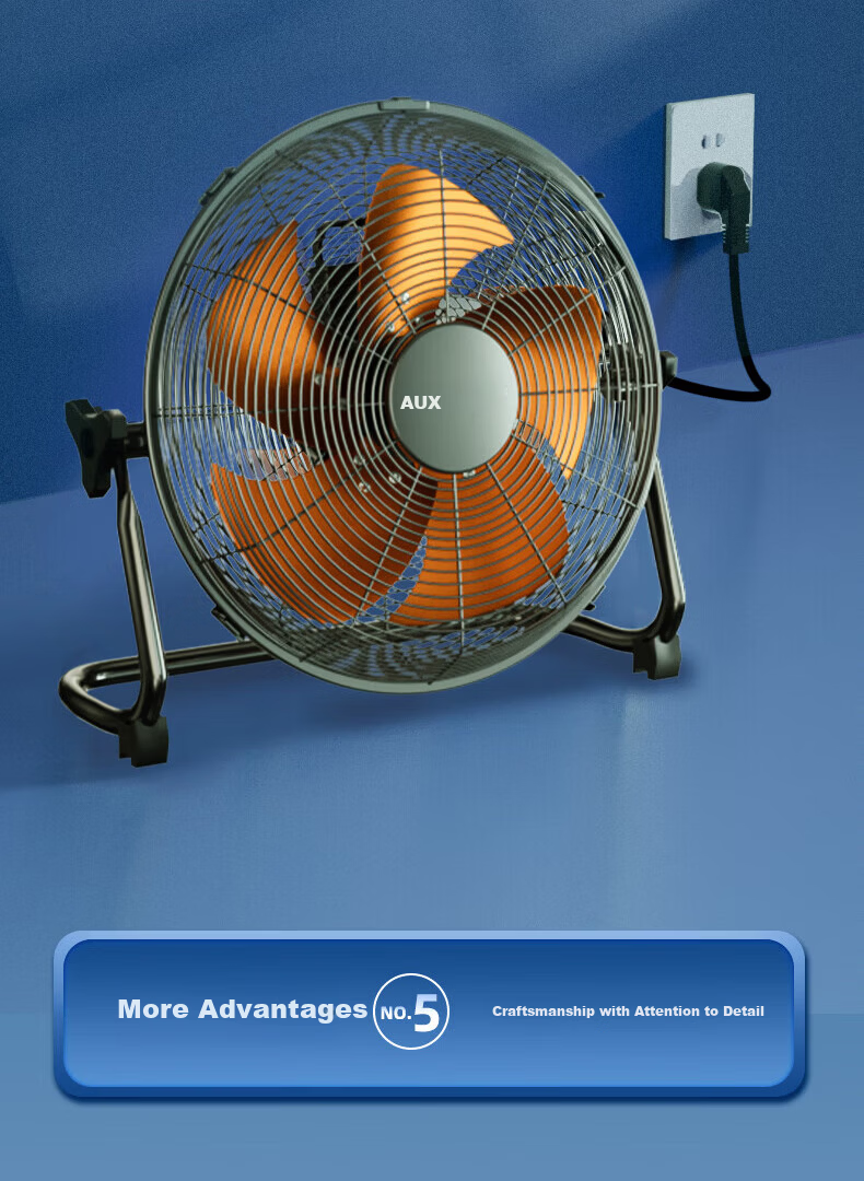 AUX Industrial Floor Fan 20-inch High Power Table Fan Commercial Home Use Pure Copper Motor 14