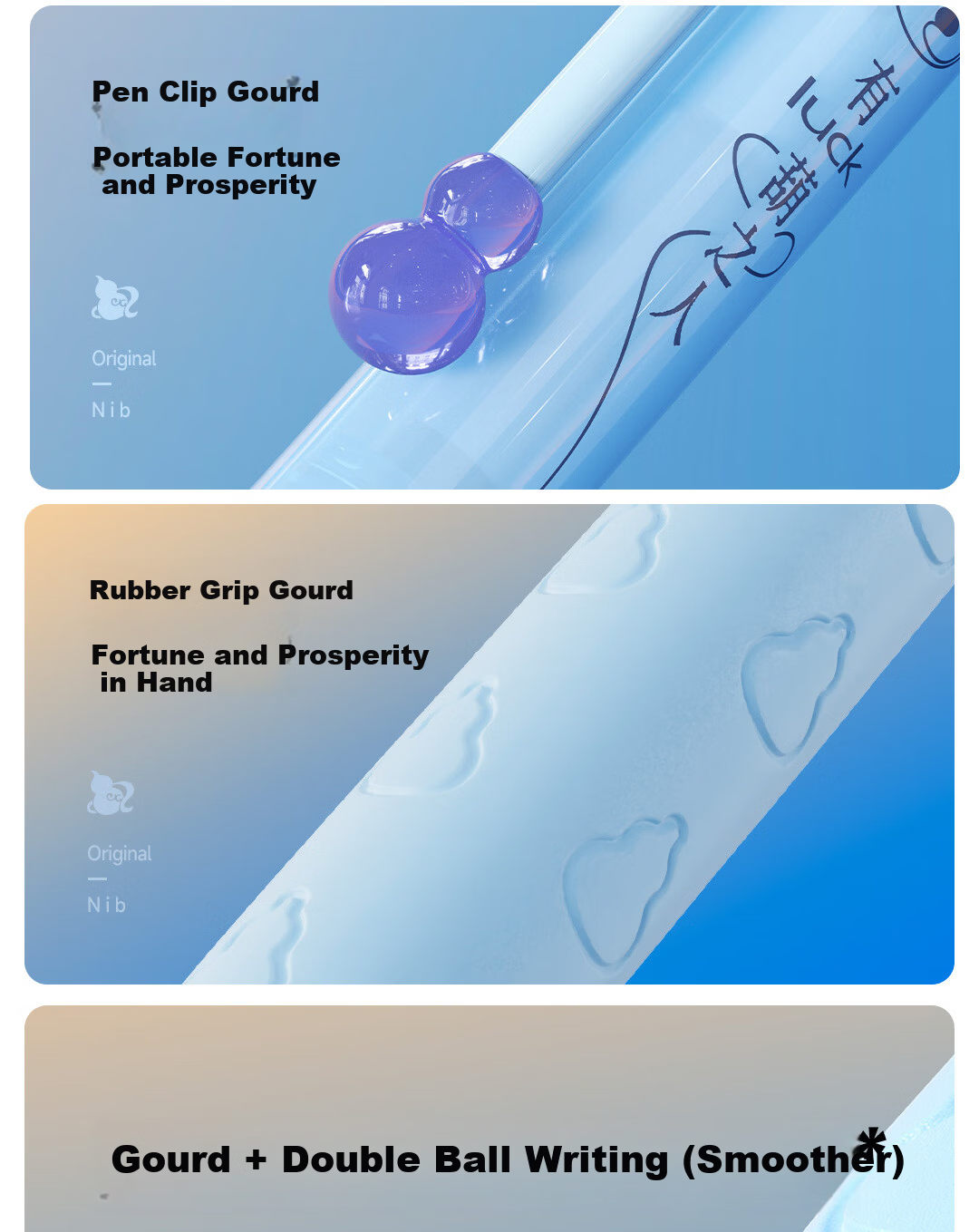 Dianshi Pen New Release Needle Gourd 0.5mm Retractable Gel Pen Dual Ball Quick-Dry Black Ink Blessing High-Value Signature Pen Office Study 5-Pack 3888E 8