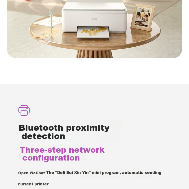 Deli AI Home Printer 3-in-1 Color Error Correction Wireless Mobile Copy Scan Inkjet Photo Printer 11