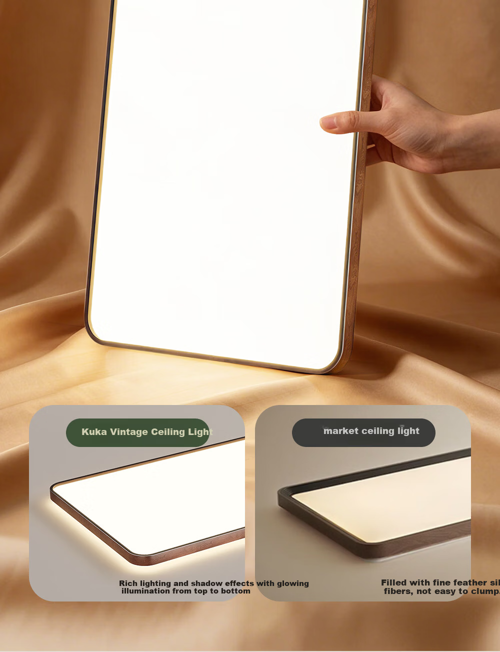 GUJIA LED Ceiling Light, Simple Backlit Eye Protection, Suitable for Living Room And Bedroom, 50cm Square-Shaped - Three Colors [Installation Included] 6