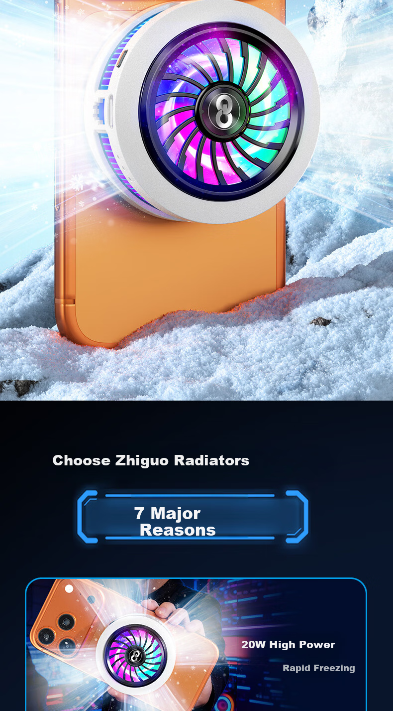 Zhiguozhe Top-Ranked Magnetic Cooling Clip Phone Cooler Semiconductor Cooling Pad for Gaming Live Streaming Compatible with Apple and iQOO 6