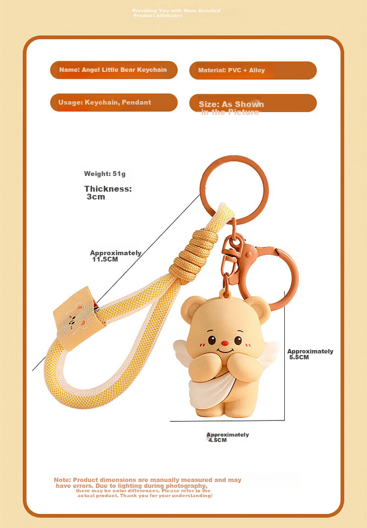 TaTanice Butter Bear Keychain Pendant Girls Backpack Charm Doll Toy Kids Children's Day Gift 2