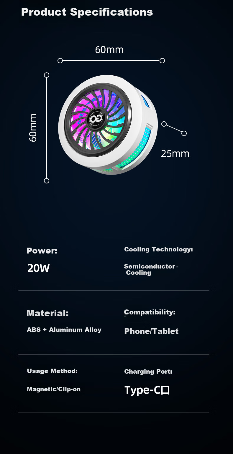 Zhiguozhe Top-Ranked Magnetic Cooling Clip Phone Cooler Semiconductor Cooling Pad for Gaming Live Streaming Compatible with Apple and iQOO 19