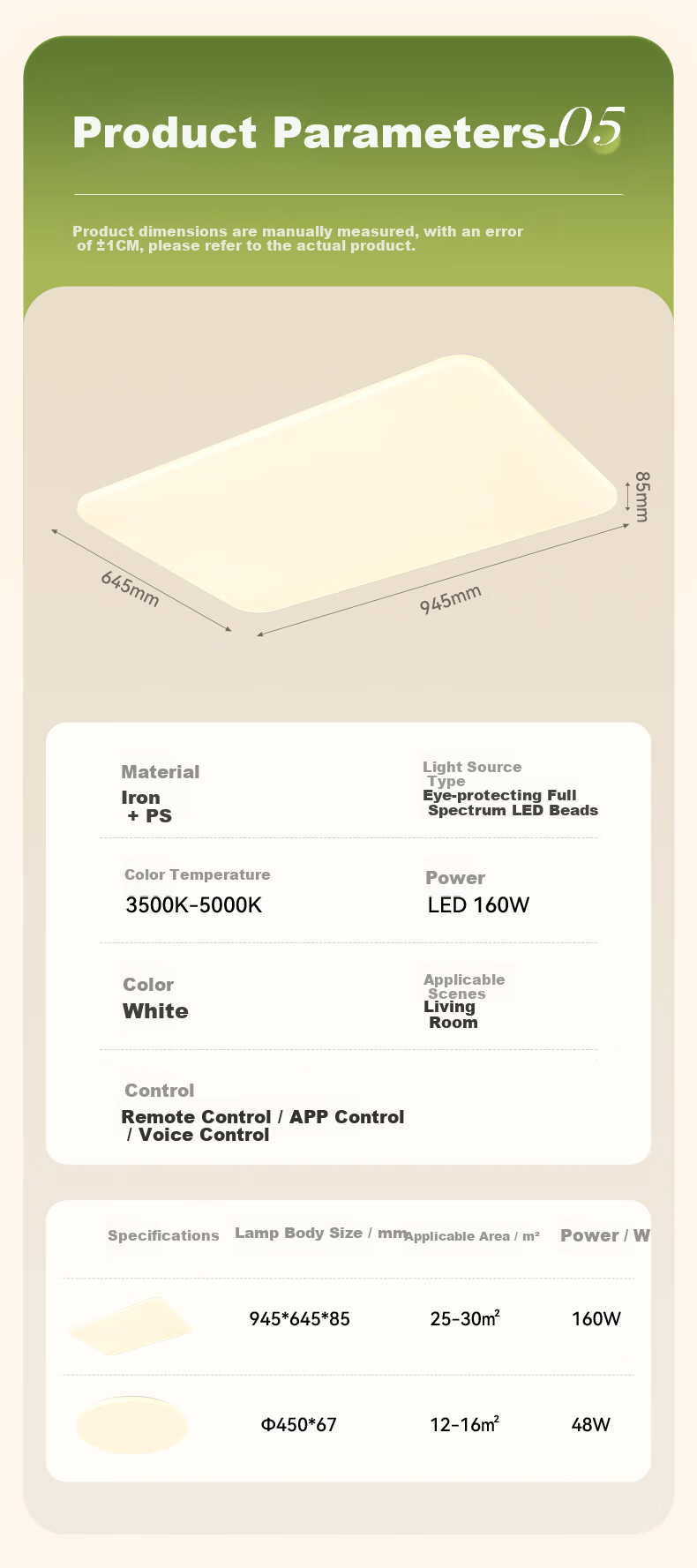 NVC Ceiling Light, Living Room Main Light, Bedroom Fixture, 2026 High-End New LED Full Spectrum Eye-Protection White Snow 3 13