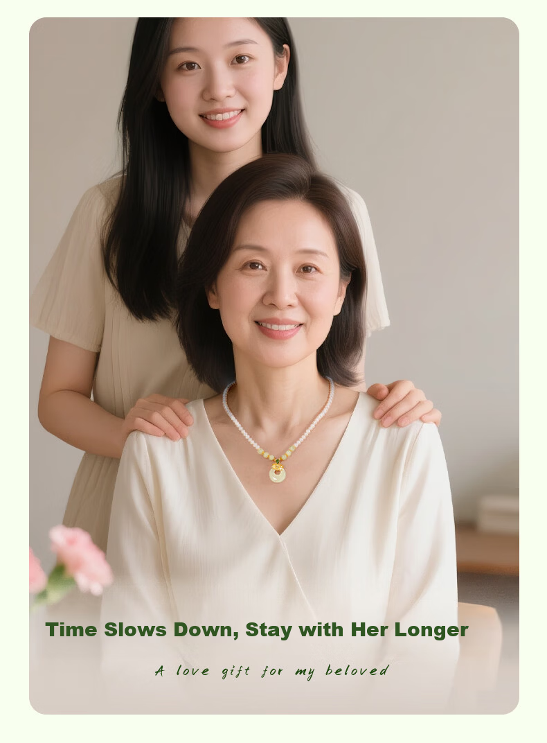 Lao Feng Xiang Pearl Necklace for Women Silver Pendant Chalcedony High-End Jewelry Anniversary Birthday Gift for Mom and Wife 4
