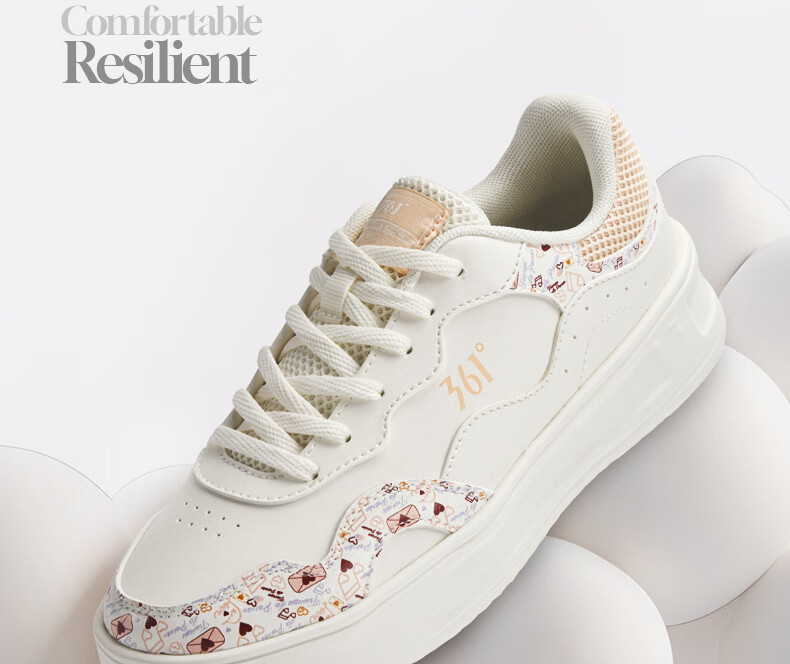 361° Women's Sports Shoes Summer Thin White Shoes Thick Sole Casual Sneakers 682616604F-3 15
